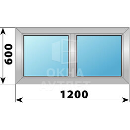 Двухстворчатое деревянно-алюминиевое окно 1200×600 Г-Г ОА-44490