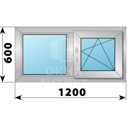 Двухстворчатое деревянно-алюминиевое окно 1200×600 Г-ПО ОА-44904