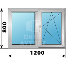 Двухстворчатое деревянно-алюминиевое окно 1200×800 Г-ПО ОА-45426