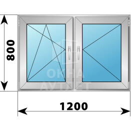 Двухстворчатое деревянно-алюминиевое окно 1200×800 ПО-П ОА-45729
