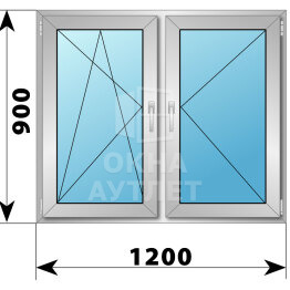 Двухстворчатое деревянно-алюминиевое окно 1200×900 ПО-П ОА-49777