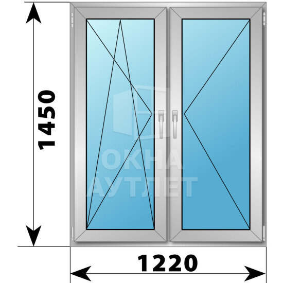 Двухстворчатое деревянно-алюминиевое окно 1220×1450 ПО-П ОА-50291