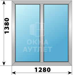Двухстворчатое деревянно-алюминиевое окно 1280×1380 Г-Г ОА-45963