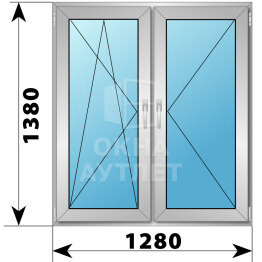 Двухстворчатое деревянно-алюминиевое окно 1280×1380 ПО-П ОА-50279