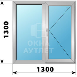 Двухстворчатое деревянно-алюминиевое окно 1300×1300 Г-П ОА-46323