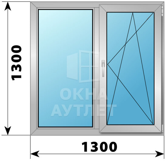 Двухстворчатое деревянно-алюминиевое окно 1300×1300 Г-ПО ОА-50051