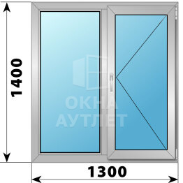 Двухстворчатое деревянно-алюминиевое окно 1300×1400 Г-П ОА-46476