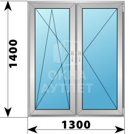 Двухстворчатое деревянно-алюминиевое окно 1300×1400 ПО-П ОА-46941