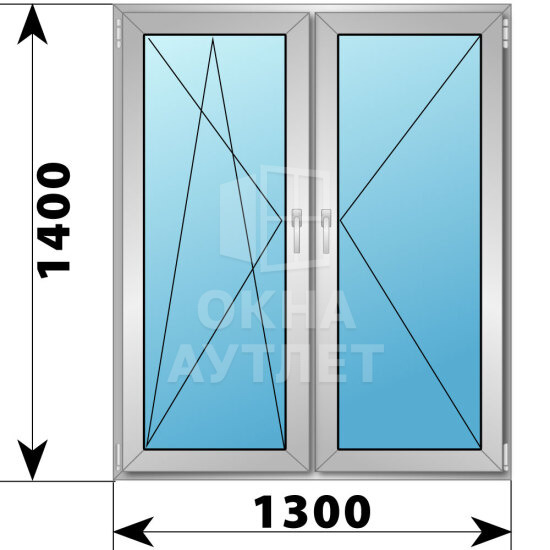 Двухстворчатое деревянно-алюминиевое окно 1300×1400 ПО-П ОА-46941