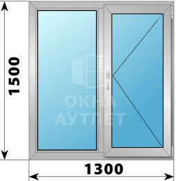 Двухстворчатое деревянно-алюминиевое окно 1300×1500 Г-П ОА-50153