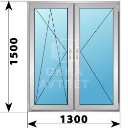 Двухстворчатое деревянно-алюминиевое окно 1300×1500 ПО-П ОА-50402