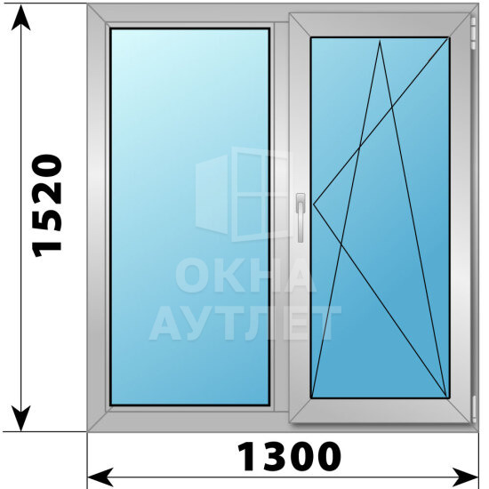 Двухстворчатое деревянно-алюминиевое окно 1300×1520 Г-ПО ОА-50189