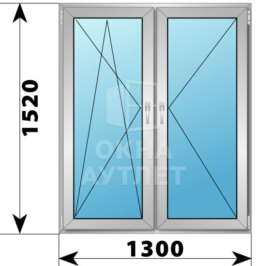 Двухстворчатое деревянно-алюминиевое окно 1300×1520 ПО-П ОА-47031