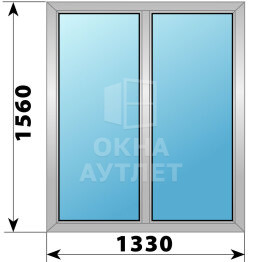 Двухстворчатое деревянно-алюминиевое окно 1330×1560 Г-Г ОА-49970