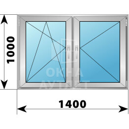Двухстворчатое деревянно-алюминиевое окно 1400×1000 ПО-П ОА-46341