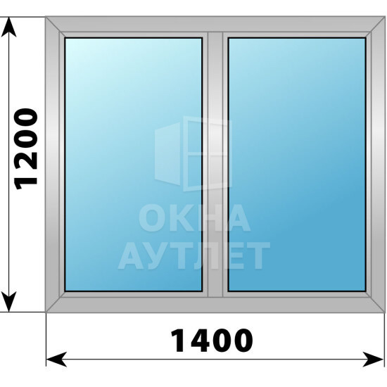 Двухстворчатое деревянно-алюминиевое окно 1400×1200 Г-Г ОА-46071