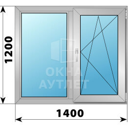 Двухстворчатое деревянно-алюминиевое окно 1400×1200 Г-ПО ОА-50036