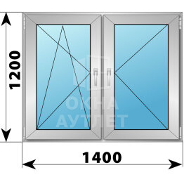 Двухстворчатое деревянно-алюминиевое окно 1400×1200 ПО-П ОА-50225