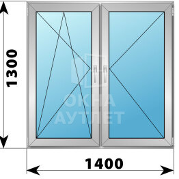 Двухстворчатое деревянно-алюминиевое окно 1400×1300 ПО-П ОА-50360