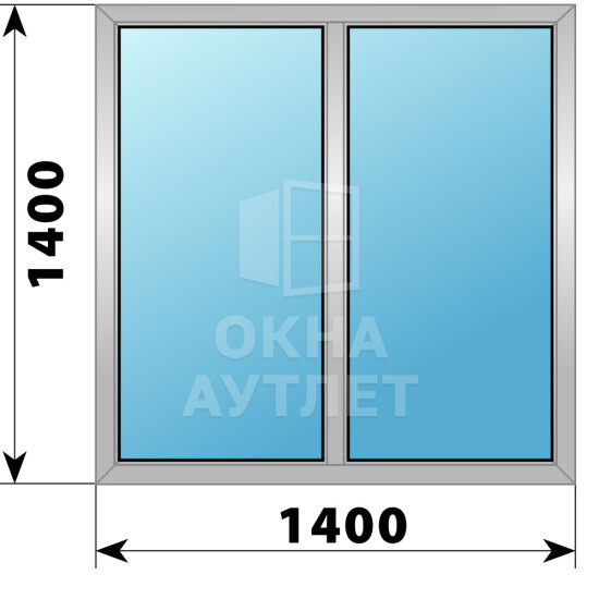 Двухстворчатое деревянно-алюминиевое окно 1400×1400 Г-Г ОА-45588