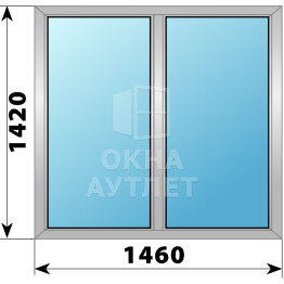 Двухстворчатое деревянно-алюминиевое окно 1460×1420 Г-Г ОА-46035