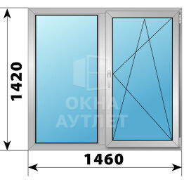 Двухстворчатое деревянно-алюминиевое окно 1460×1420 Г-ПО ОА-50234