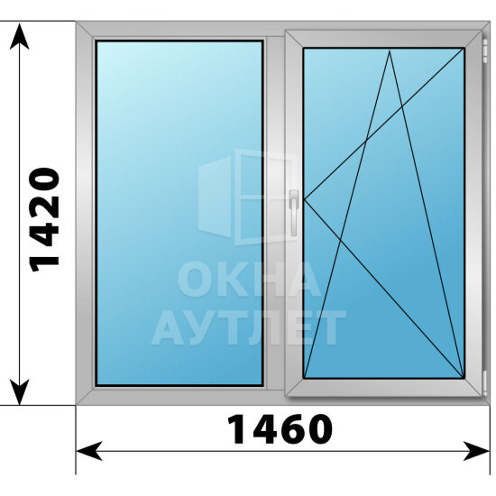 Двухстворчатое деревянно-алюминиевое окно 1460×1420 Г-ПО ОА-50234