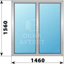 Двухстворчатое деревянно-алюминиевое окно 1460×1560 Г-Г ОА-46281