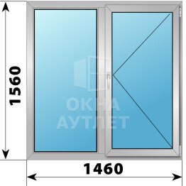 Двухстворчатое деревянно-алюминиевое окно 1460×1560 Г-П ОА-46917