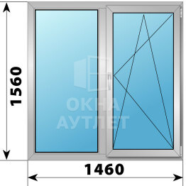 Двухстворчатое деревянно-алюминиевое окно 1460×1560 Г-ПО ОА-50378