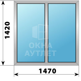 Двухстворчатое деревянно-алюминиевое окно 1470×1420 Г-Г ОА-49982
