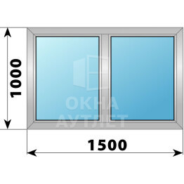 Двухстворчатое деревянно-алюминиевое окно 1500×1000 Г-Г ОА-49769