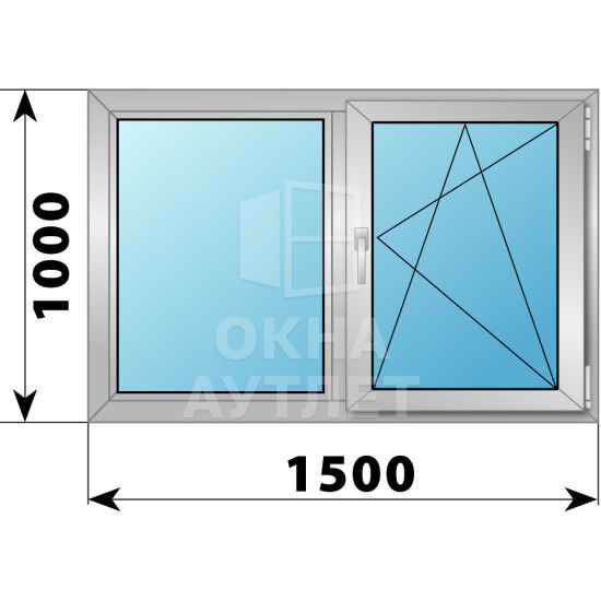 Двухстворчатое деревянно-алюминиевое окно 1500×1000 Г-ПО ОА-46128