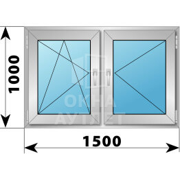 Двухстворчатое деревянно-алюминиевое окно 1500×1000 ПО-П ОА-46506