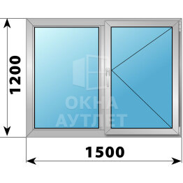 Двухстворчатое деревянно-алюминиевое окно 1500×1200 Г-П ОА-50081