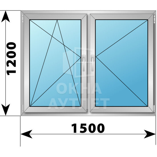 Двухстворчатое деревянно-алюминиевое окно 1500×1200 ПО-П ОА-50300