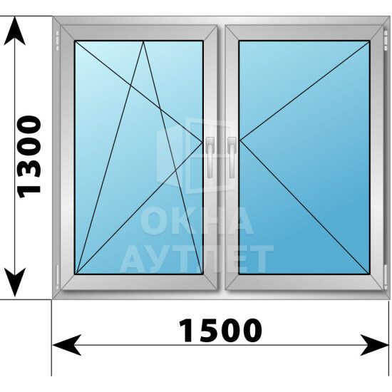Двухстворчатое деревянно-алюминиевое окно 1500×1300 ПО-П ОА-50405
