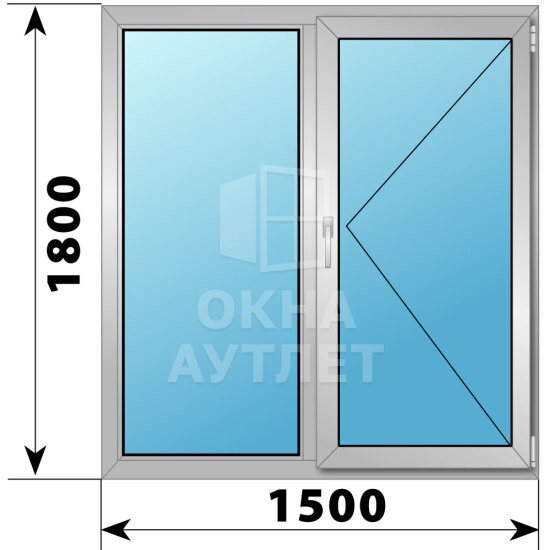 Двухстворчатое деревянно-алюминиевое окно 1500×1800 Г-П ОА-47280
