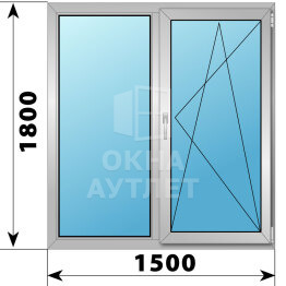 Двухстворчатое деревянно-алюминиевое окно 1500×1800 Г-ПО ОА-47316