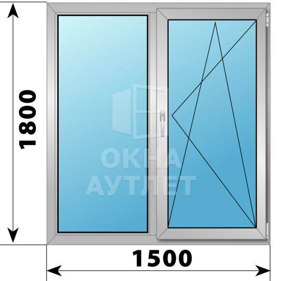 Двухстворчатое деревянно-алюминиевое окно 1500×1800 Г-ПО ОА-47316