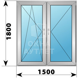Двухстворчатое деревянно-алюминиевое окно 1500×1800 ПО-П ОА-50864
