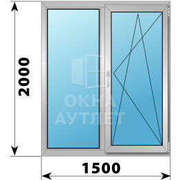 Двухстворчатое деревянно-алюминиевое окно 1500×2000 Г-ПО ОА-47571