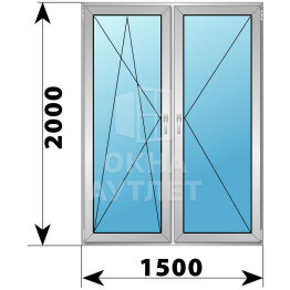 Двухстворчатое деревянно-алюминиевое окно 1500×2000 ПО-П ОА-47847