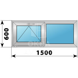 Двухстворчатое деревянно-алюминиевое окно 1500×600 О-Г ОА-45288
