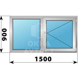 Двухстворчатое деревянно-алюминиевое окно 1500×900 Г-П ОА-49766