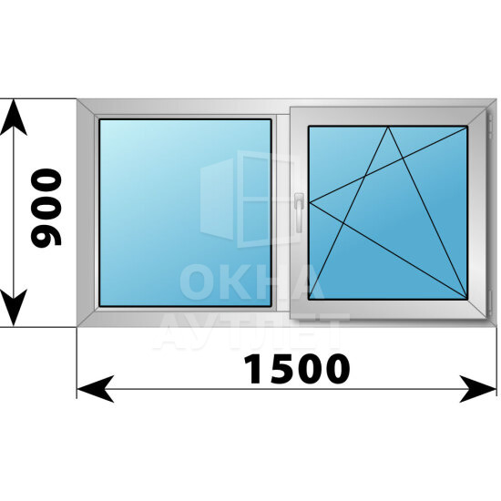 Двухстворчатое деревянно-алюминиевое окно 1500×900 Г-ПО ОА-45939