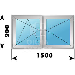 Двухстворчатое деревянно-алюминиевое окно 1500×900 ПО-П ОА-46344