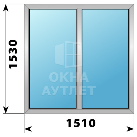 Двухстворчатое деревянно-алюминиевое окно 1510×1530 Г-Г ОА-46182