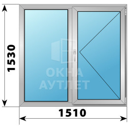 Двухстворчатое деревянно-алюминиевое окно 1510×1530 Г-П ОА-50363