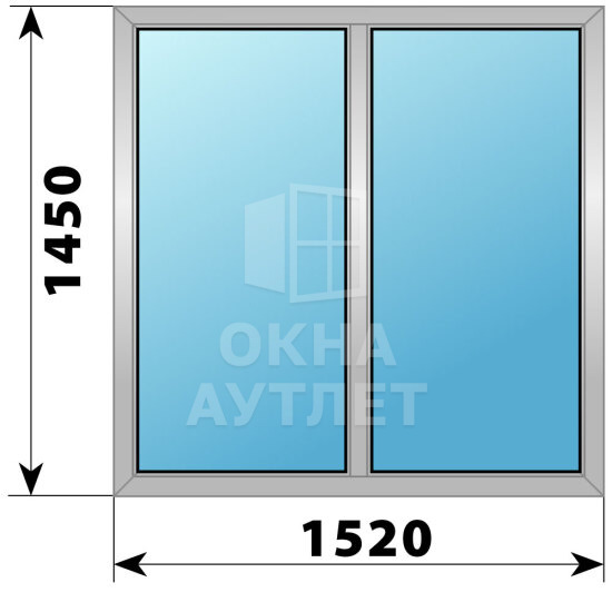 Двухстворчатое деревянно-алюминиевое окно 1520×1450 Г-Г ОА-46632